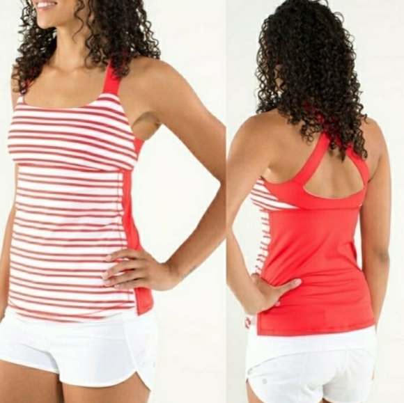 Lululemon Track And Train Tank Twin Stripe Love Red Size 6 - Picture 1 of 12